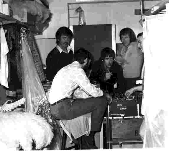 Again, below, right from the start involved in writing and producing. Here using a theatre dressing room as a makeshift studio for a live recording.